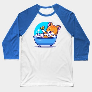 Cute Cat Bath In The Bath Tub With Duck Toys Cartoon Baseball T-Shirt
